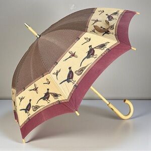 Vintage RALPH LAUREN Umbrella Duck Print 33” Doorman’s Hook Pheasant Hunt 1990